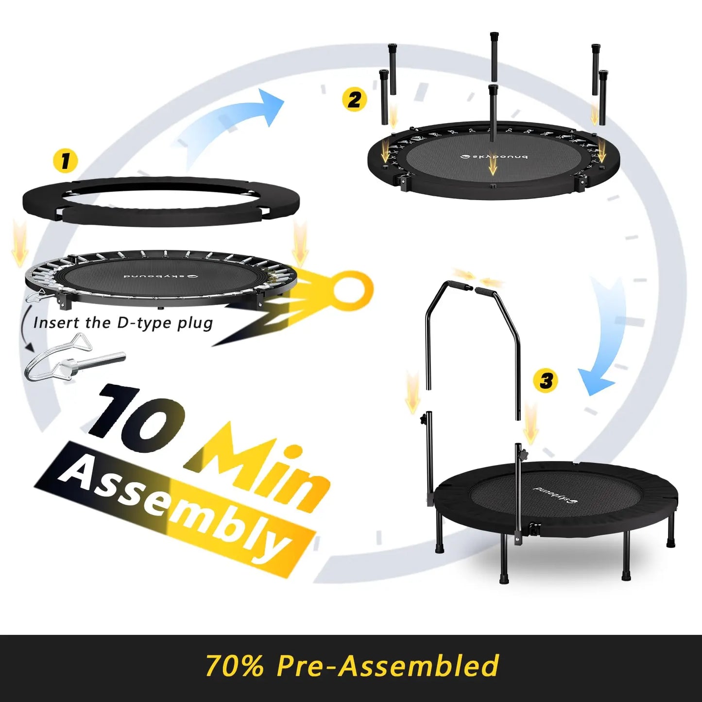 Foldable Rebounder Trampoline for Adults Home Gym Use