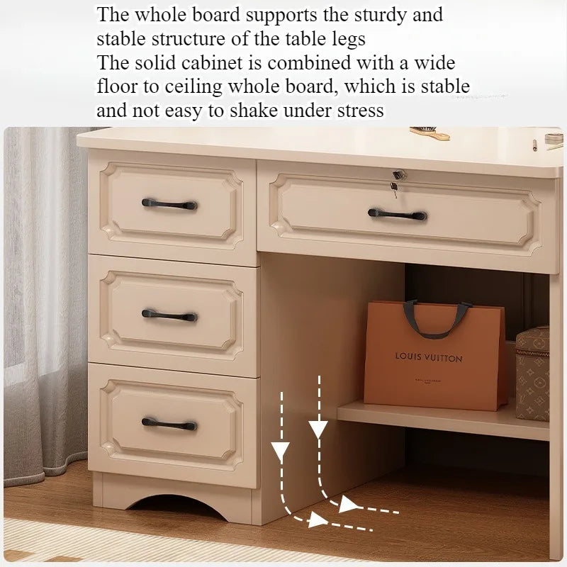 European Minimalist Dressing Table With Integrated Vanity Storage