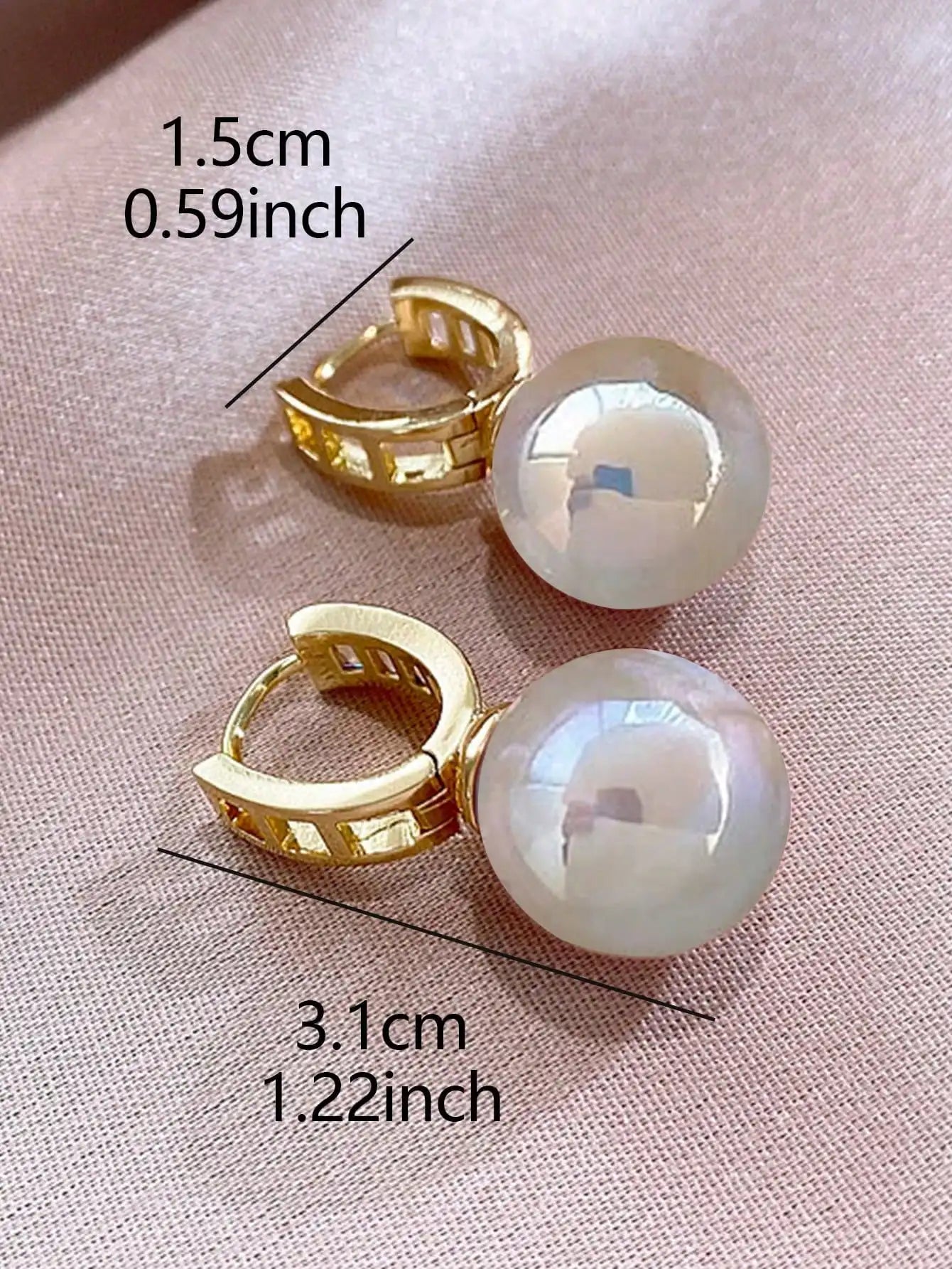 Elegant Faux Pearl Rhinestone Hoop Earrings For Women Copper Alloy