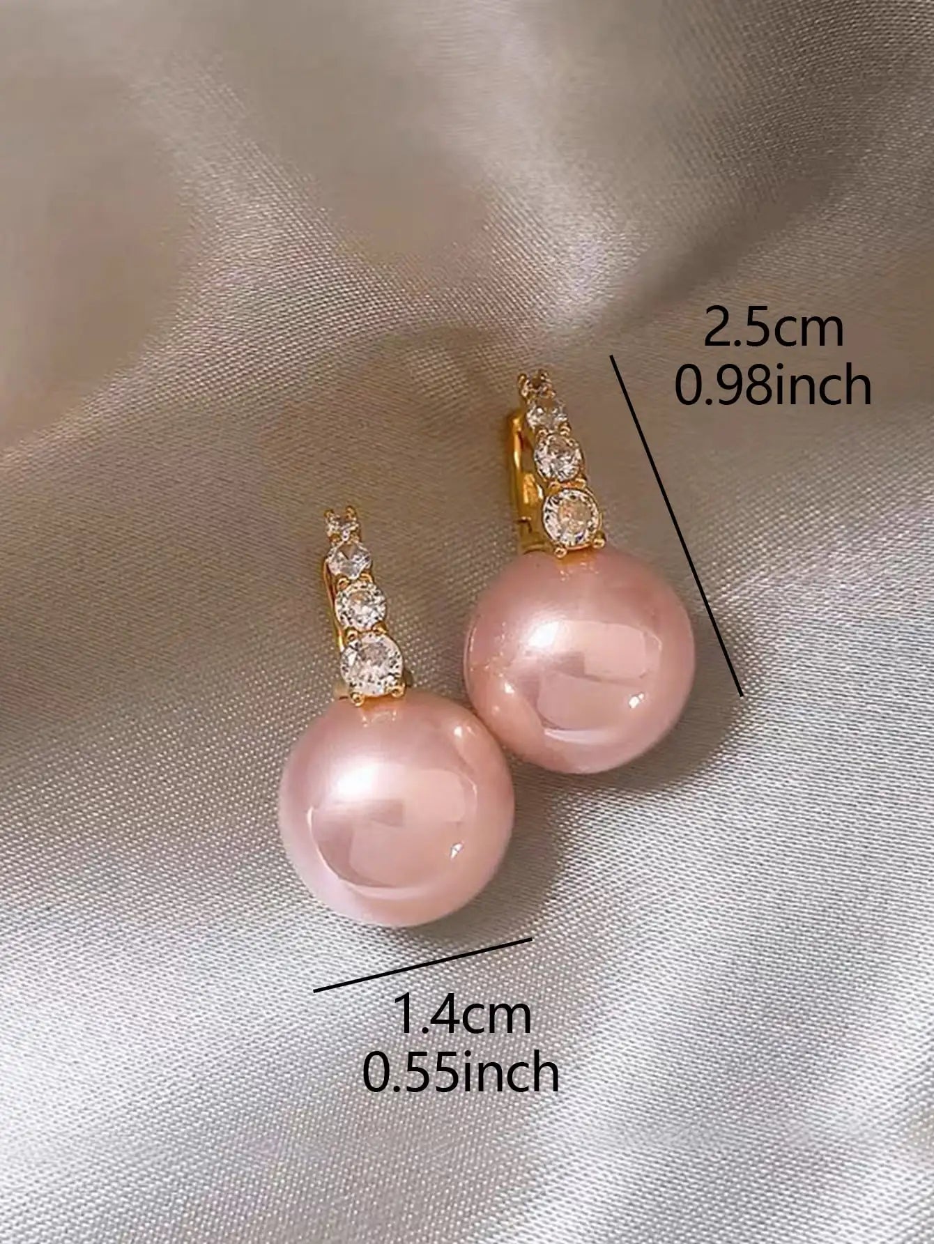 Elegant Faux Pearl Rhinestone Hoop Earrings For Women Copper Alloy