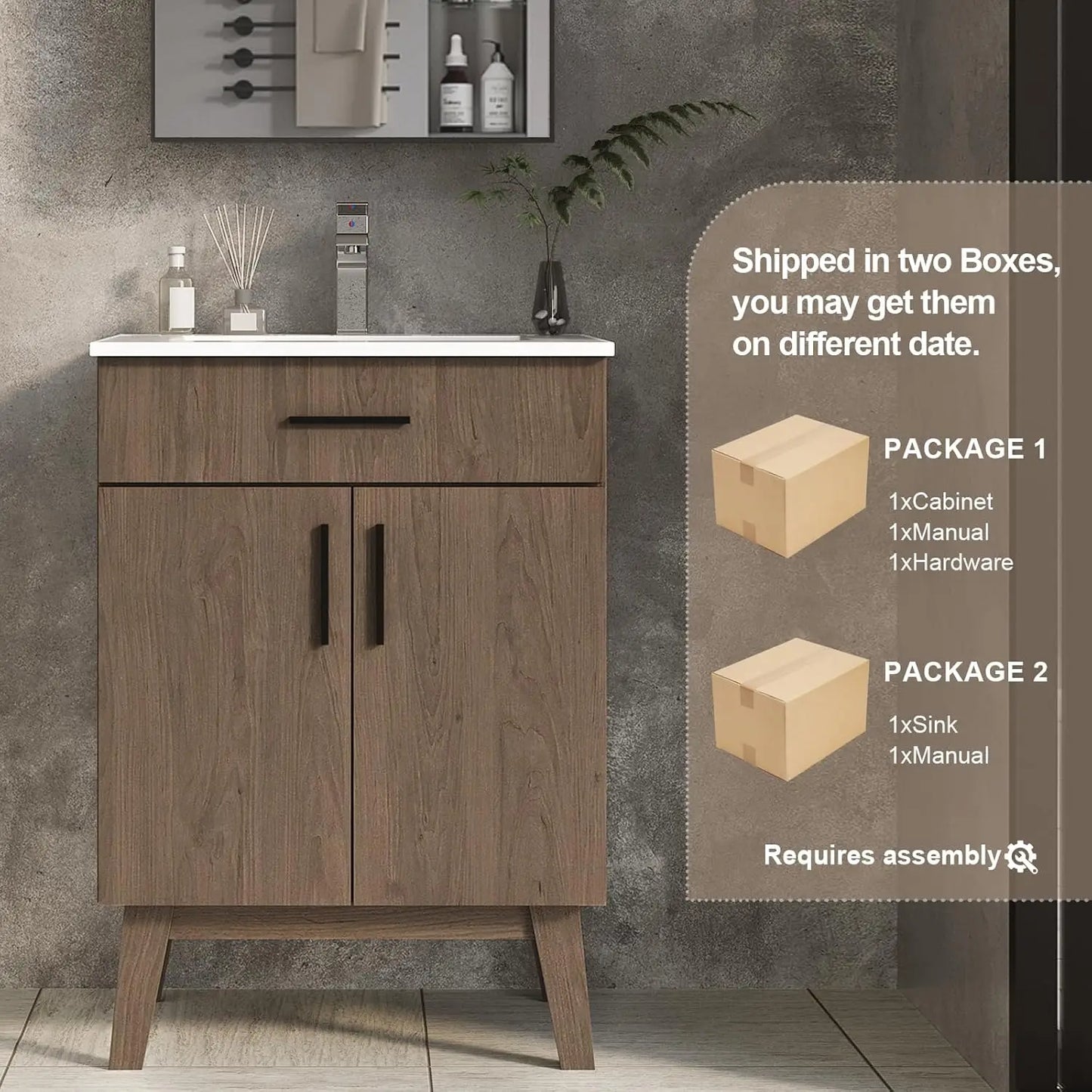 GUOHE Modern Single Basin Bathroom Vanity With Sink