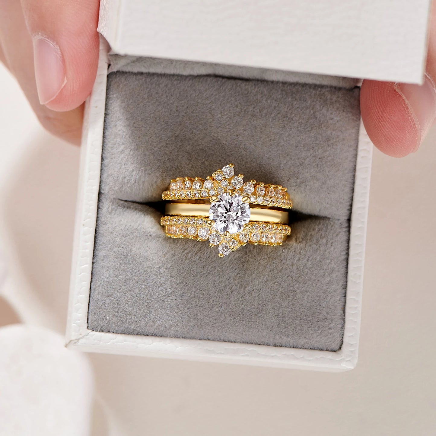 Newshe Zircon Solitaire Engagement Ring For Women Jewelry