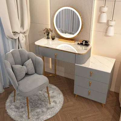 XMSJ French Beauty Vanity Table With LED Light Mirror