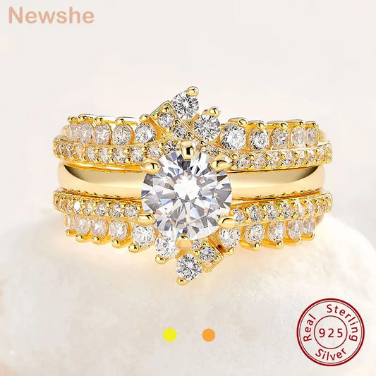 Newshe Zircon Solitaire Engagement Ring For Women Jewelry