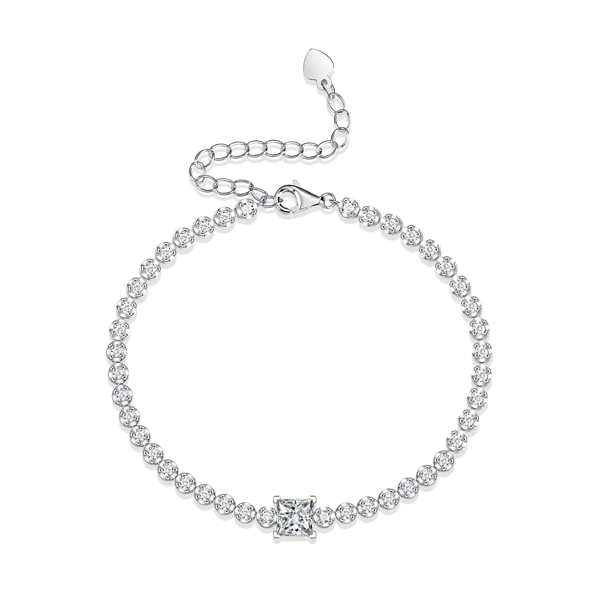 Zircon Tennis Bracelet Square Center 925 Sterling Silver