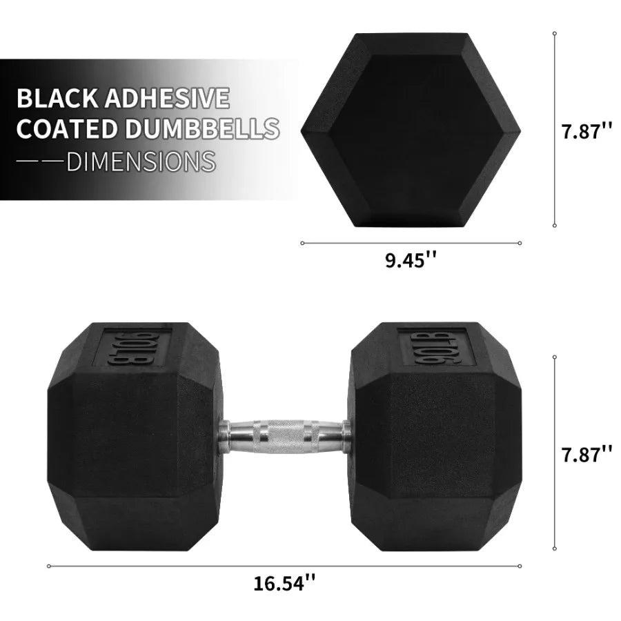 None Non-Slip Grip Rubber Hex Dumbbells 5 Lbs 2 Count