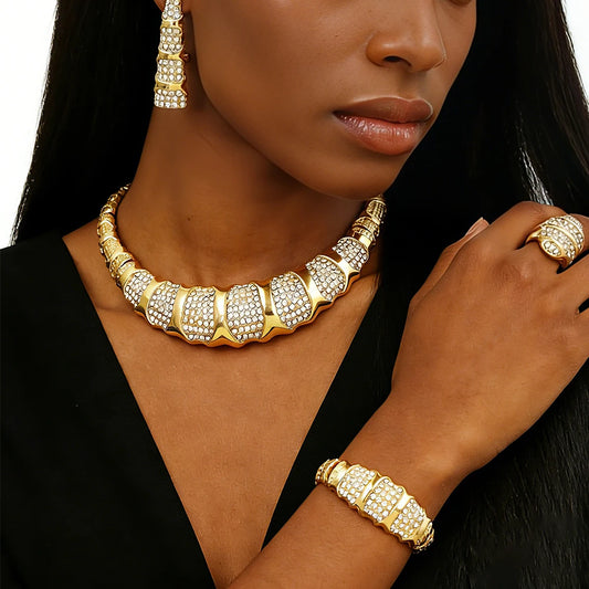 GZJPEI 4-Piece Fashion Jewelry Set 18K Gold Plated