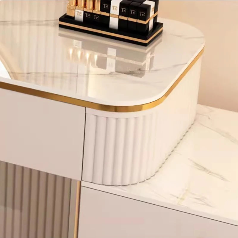 XMSJ French Beauty Vanity Table With LED Light Mirror