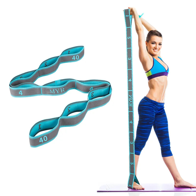 Elastic Yoga Stretching Strap With Loops For Ballet And Body