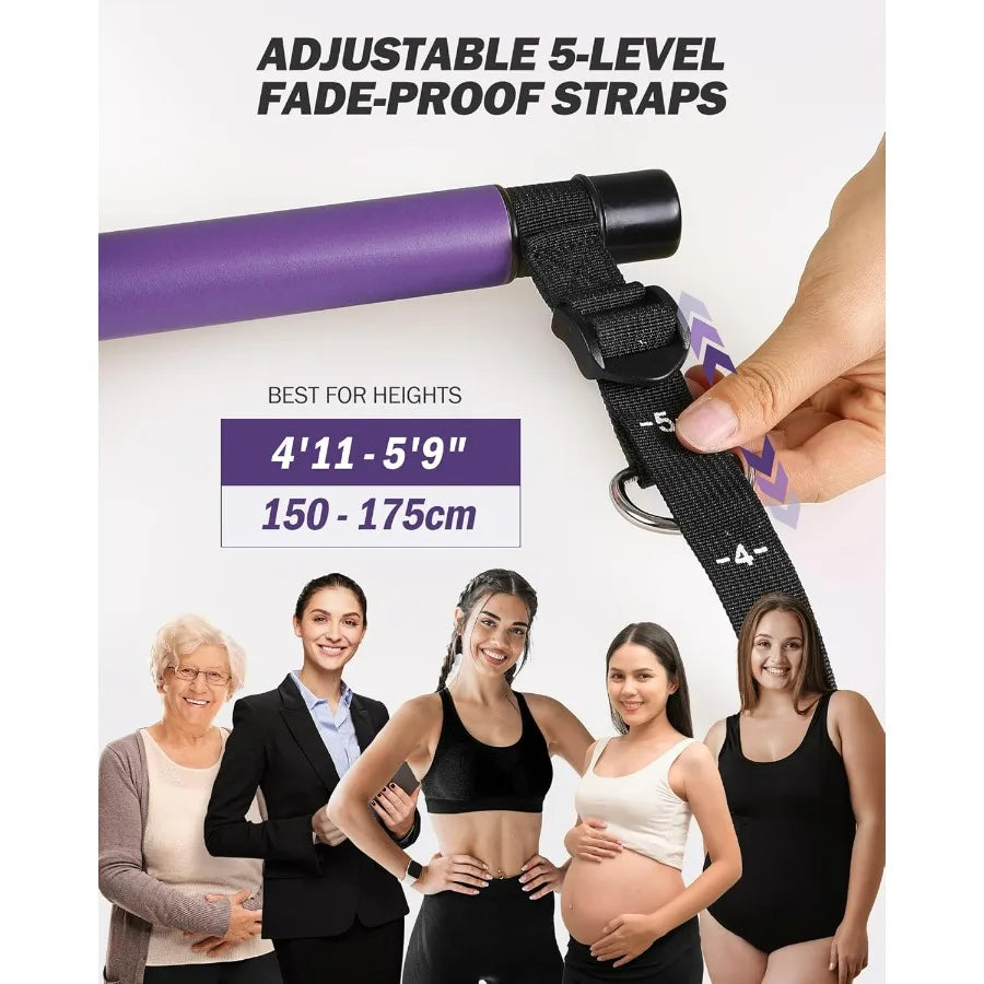 Upgraded Pilates Bar Kit With Resistance Bands For Home Gym