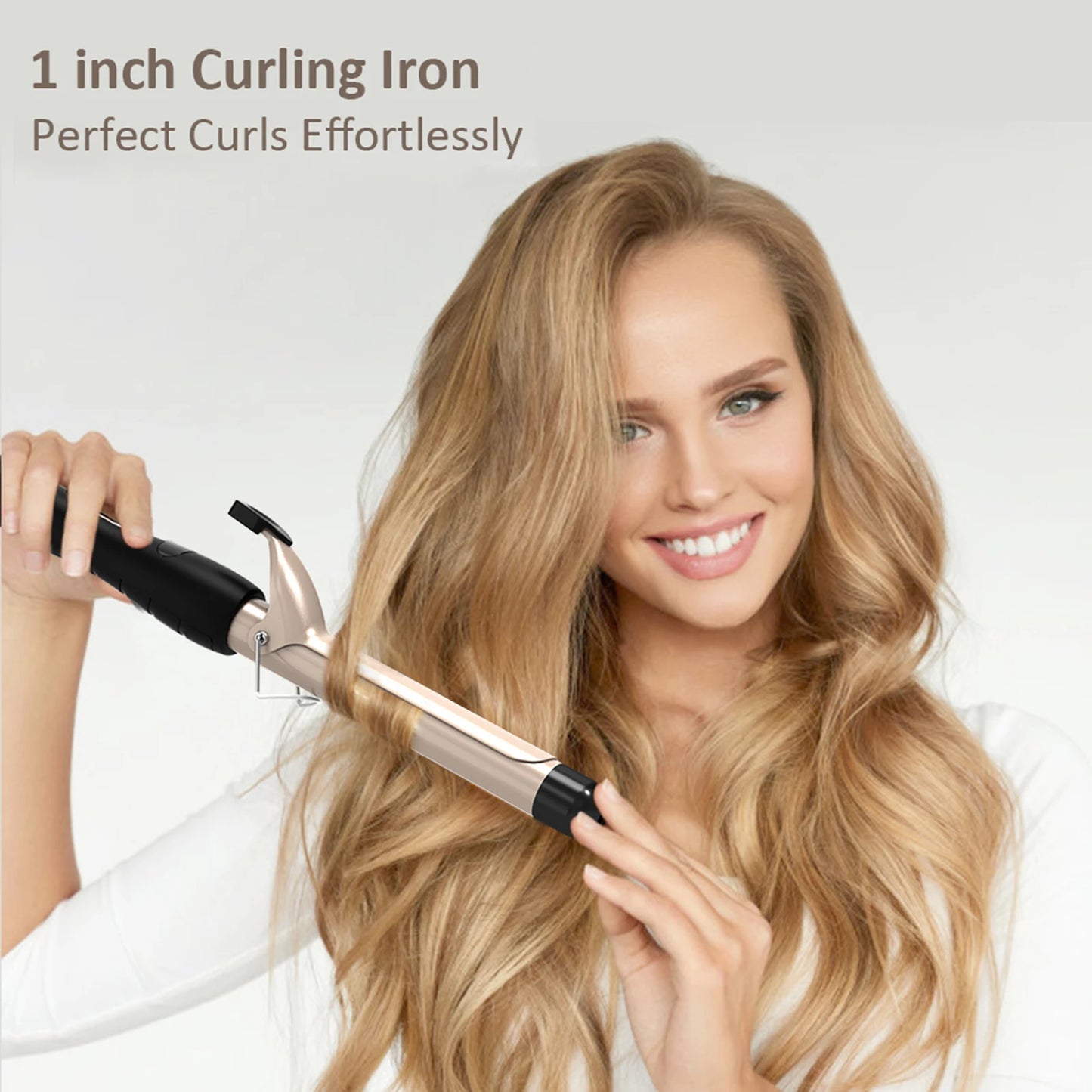 Pretfy Hair Curling Iron With Temperature Adjustable LCD Display