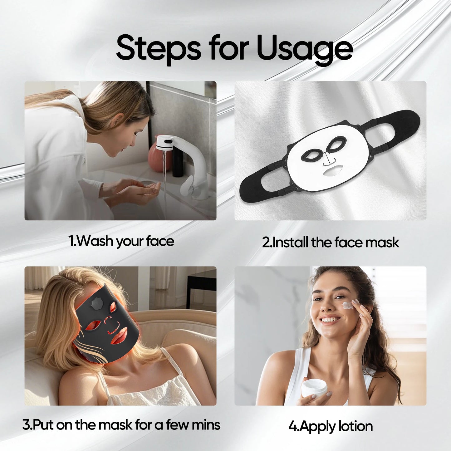 Portable Silicone Rechargeable 7 Wavelengths Light Therapy Mask