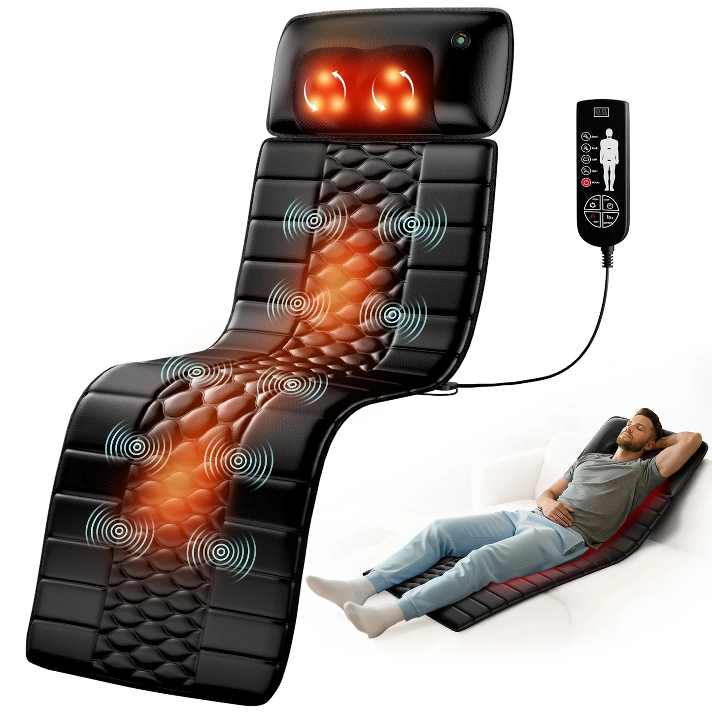 HIMOUTA Shiatsu Full Body Massage Mat With Heat And Motors