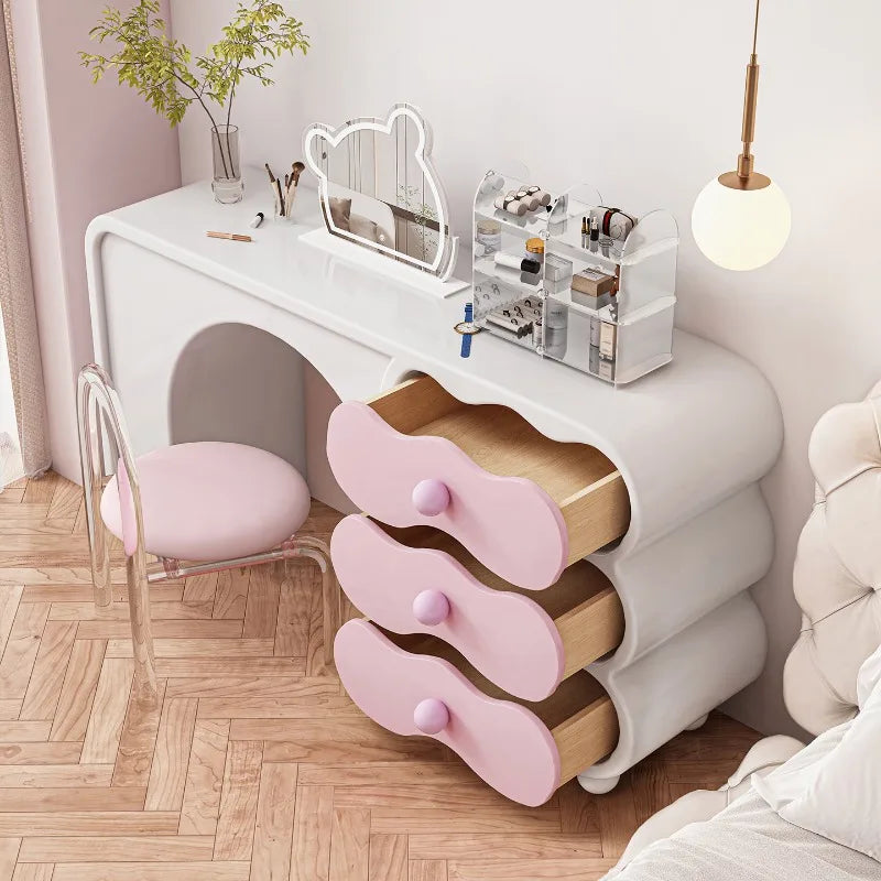 Beauty Women Dressing Table Big Pink Modern Trendy Furniture