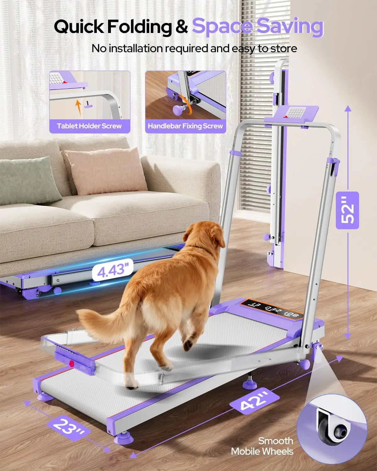 Walking Pad Treadmill With Adjustable Incline And Handle Bar 3.5HP