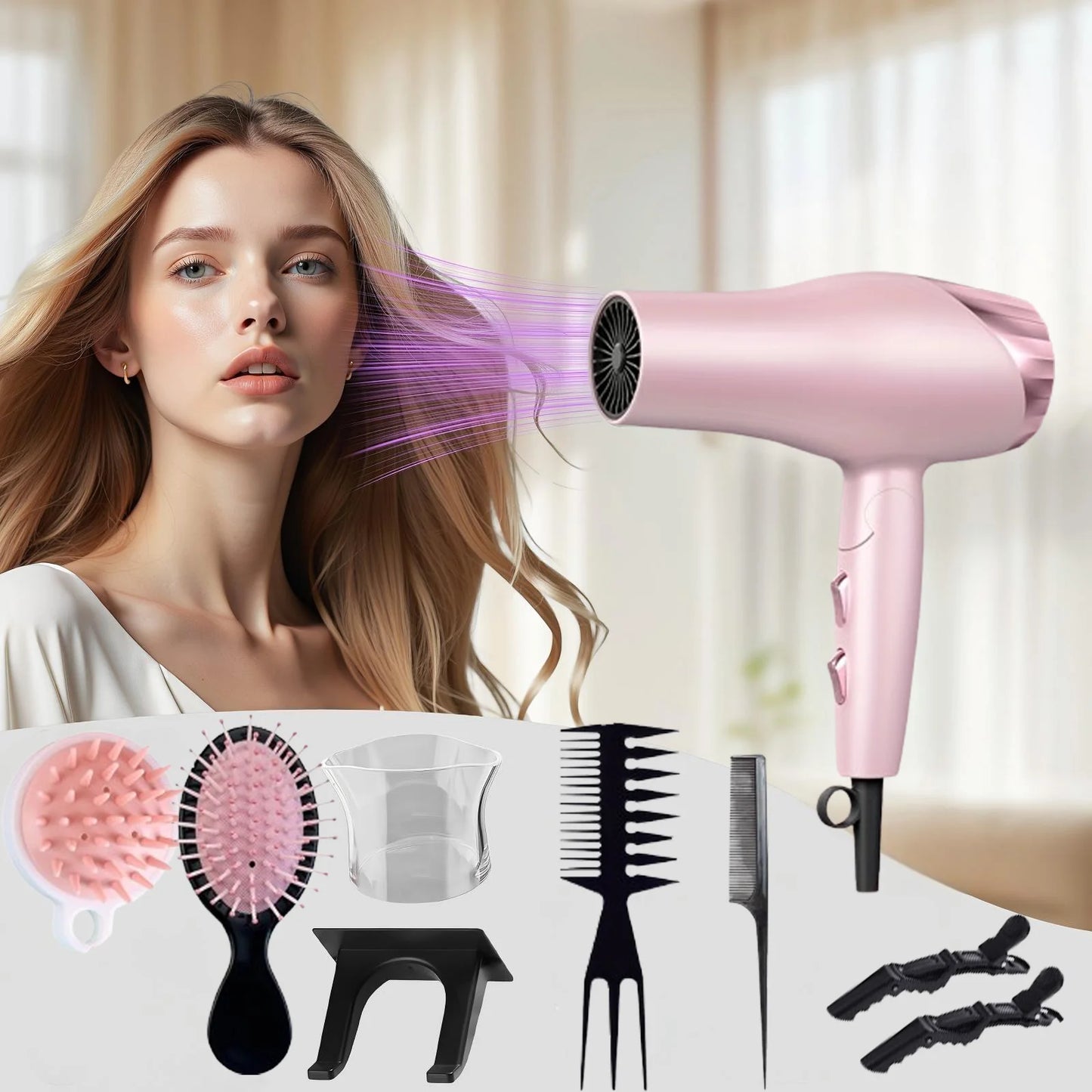 B BEICHEN Foldable Hair Dryer With Diffuser 2 Speeds