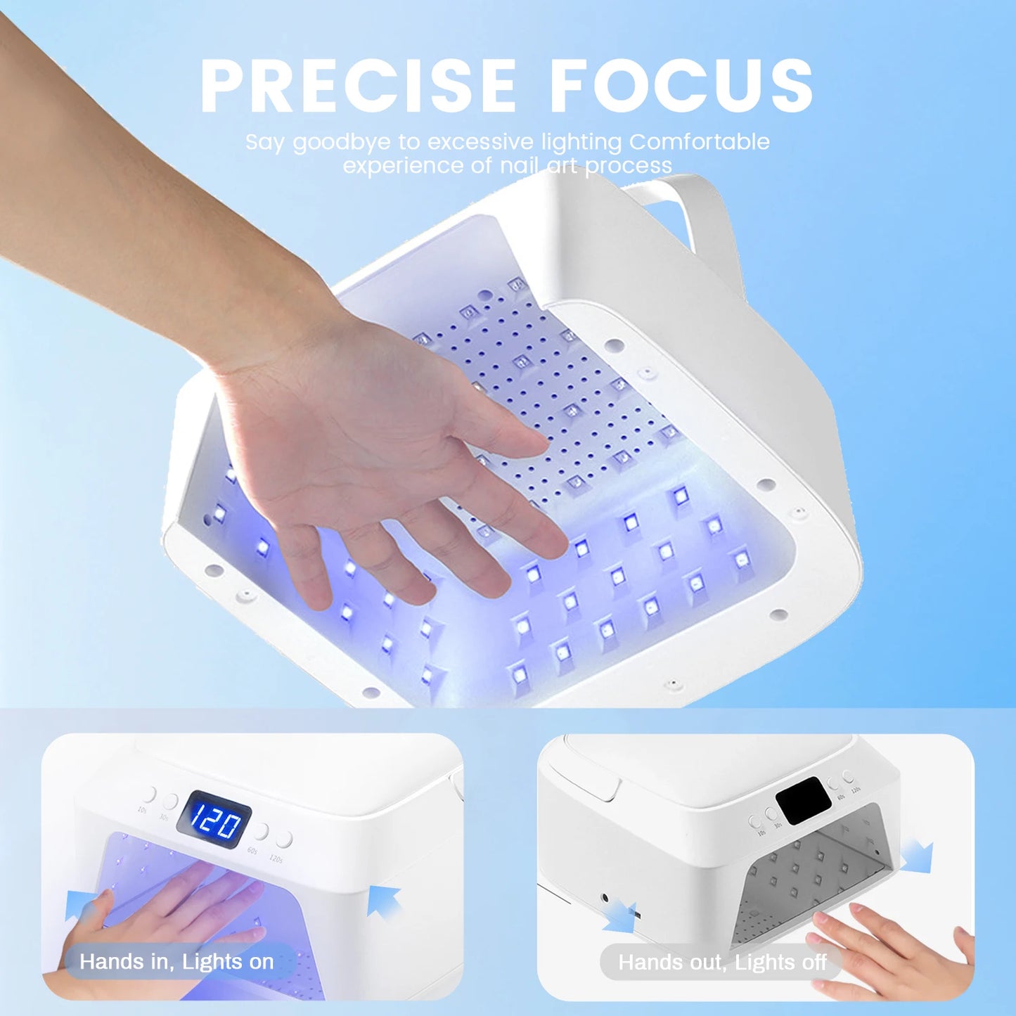 UV Nail Dryer Lamp Double LED Display Hand Pillow 72W