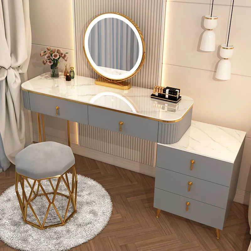 XMSJ French Beauty Vanity Table With LED Light Mirror