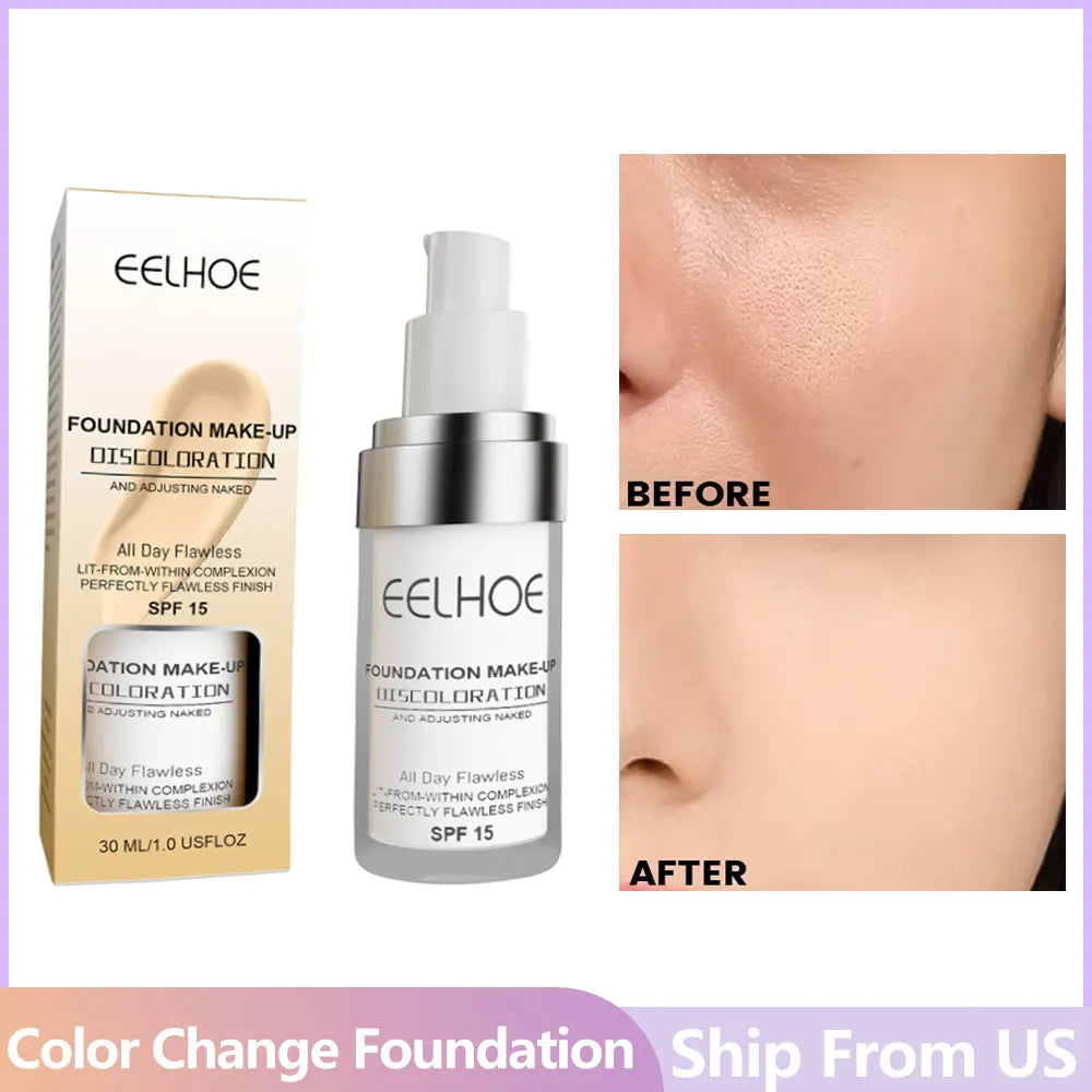 Color Changing Liquid Foundation Waterproof No Creasing No Separation Lightweight