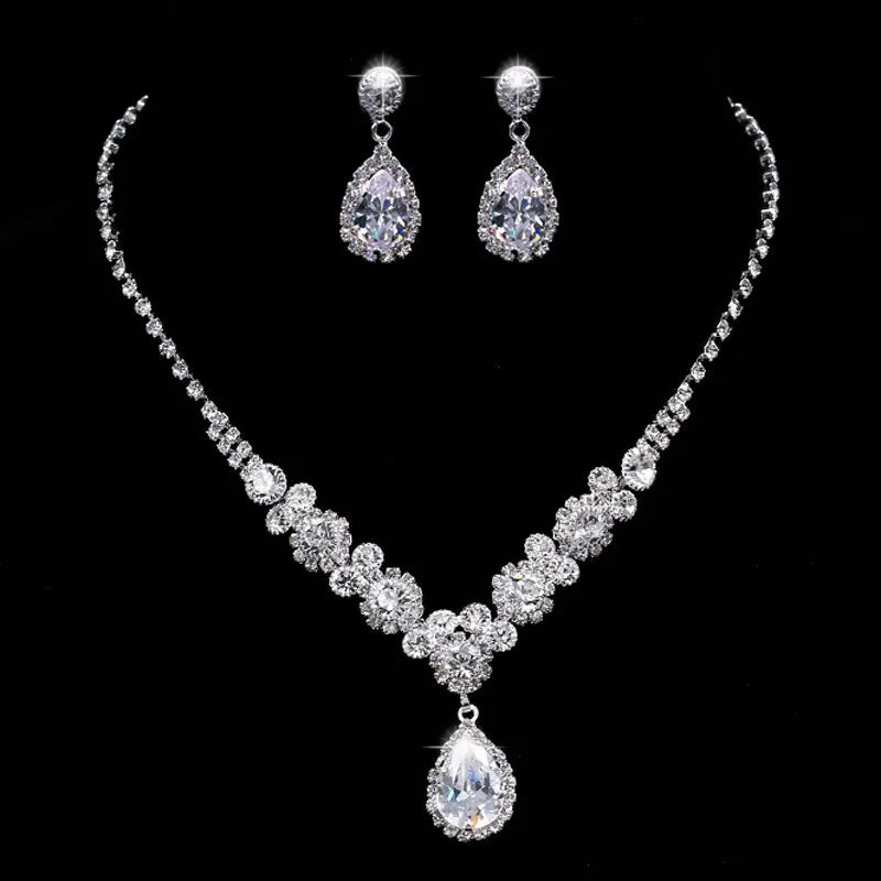 Imitation Moissanite Diamond Jewelry Set Necklace Bracelet For Women