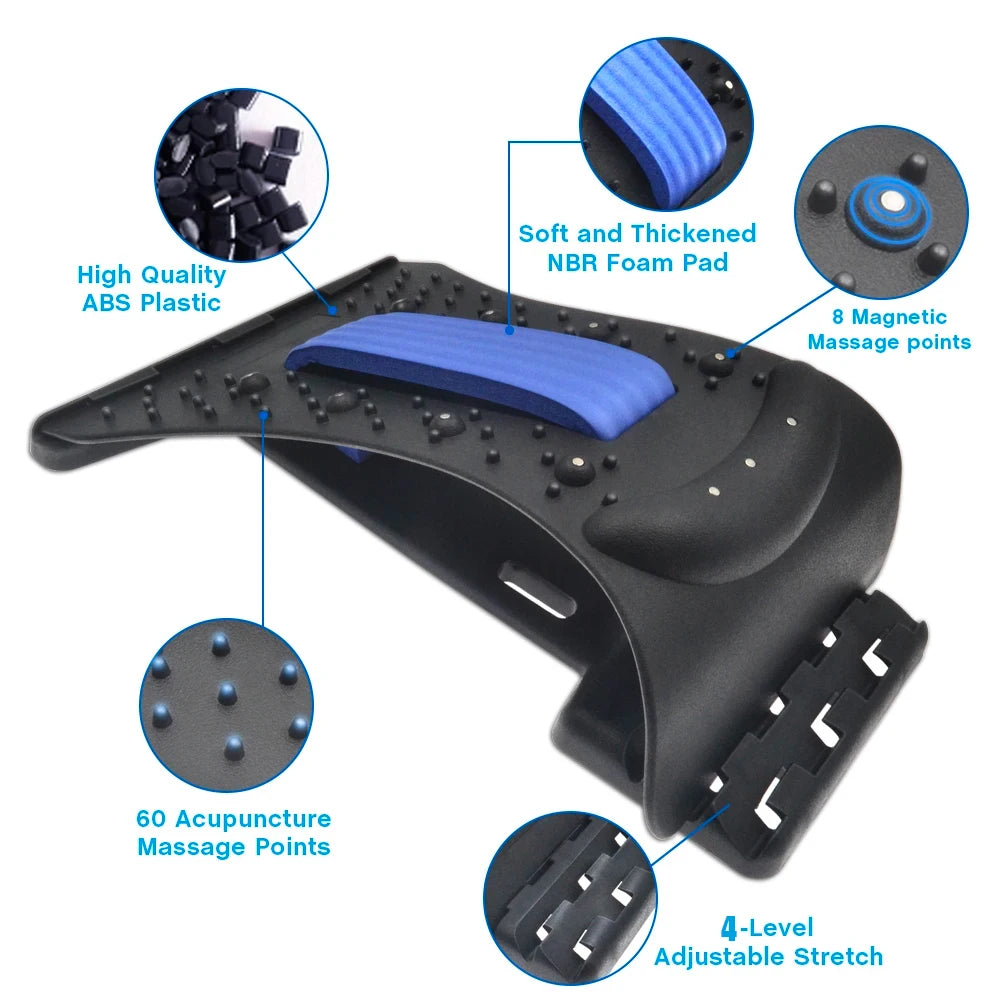 Magnetic Therapy Back Stretcher Massage Device With Multi Level Adjustment