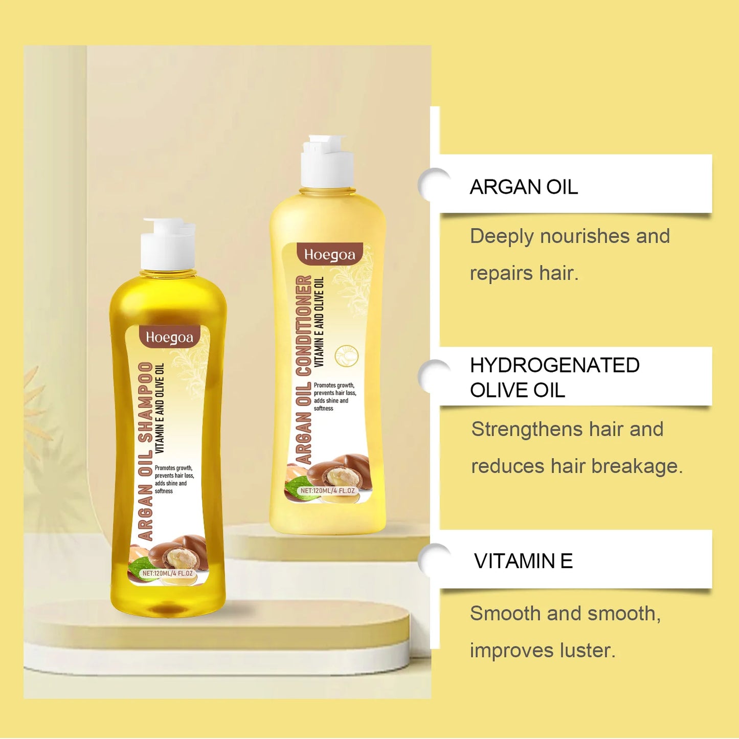 HOEGOA Argan Oil Shampoo And Conditioner Set For Dry Hair