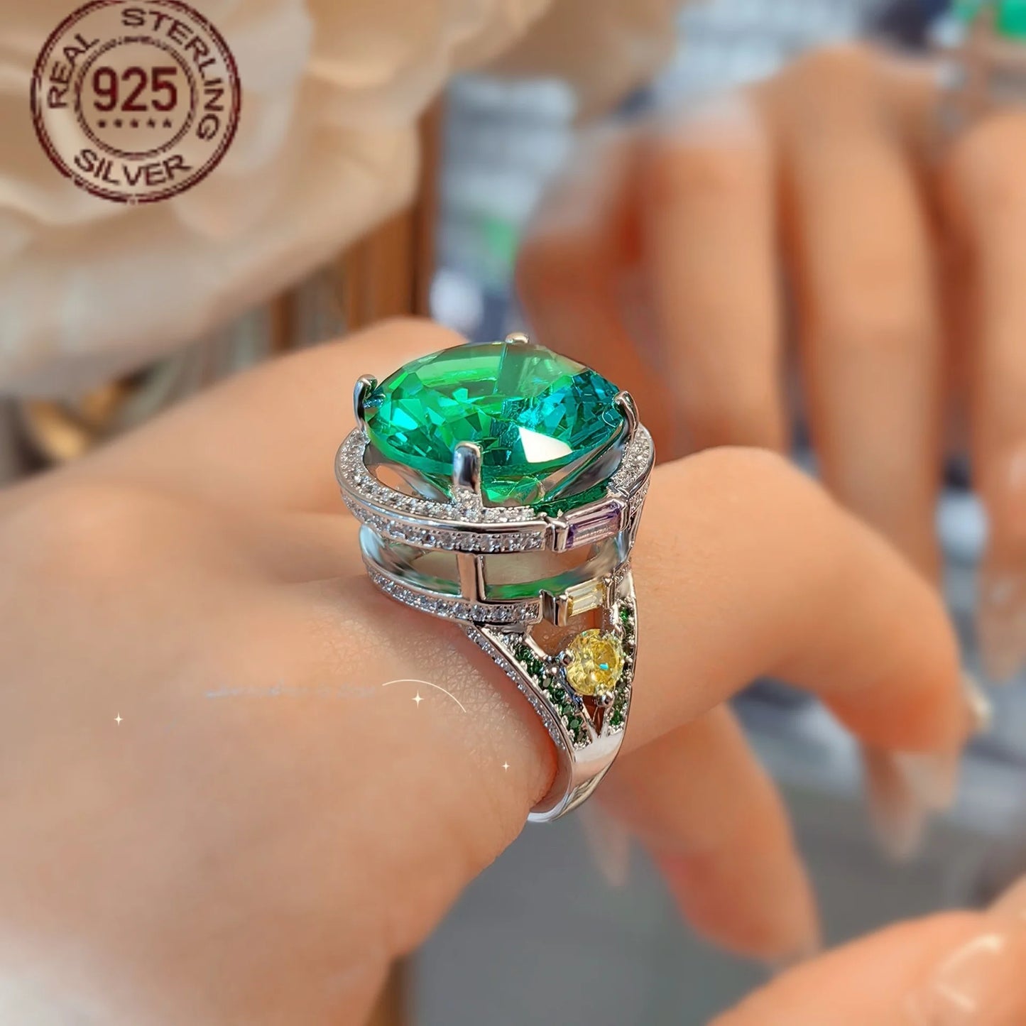 WPOOCC Zircon Round Cut Ring Vintage Style for Women
