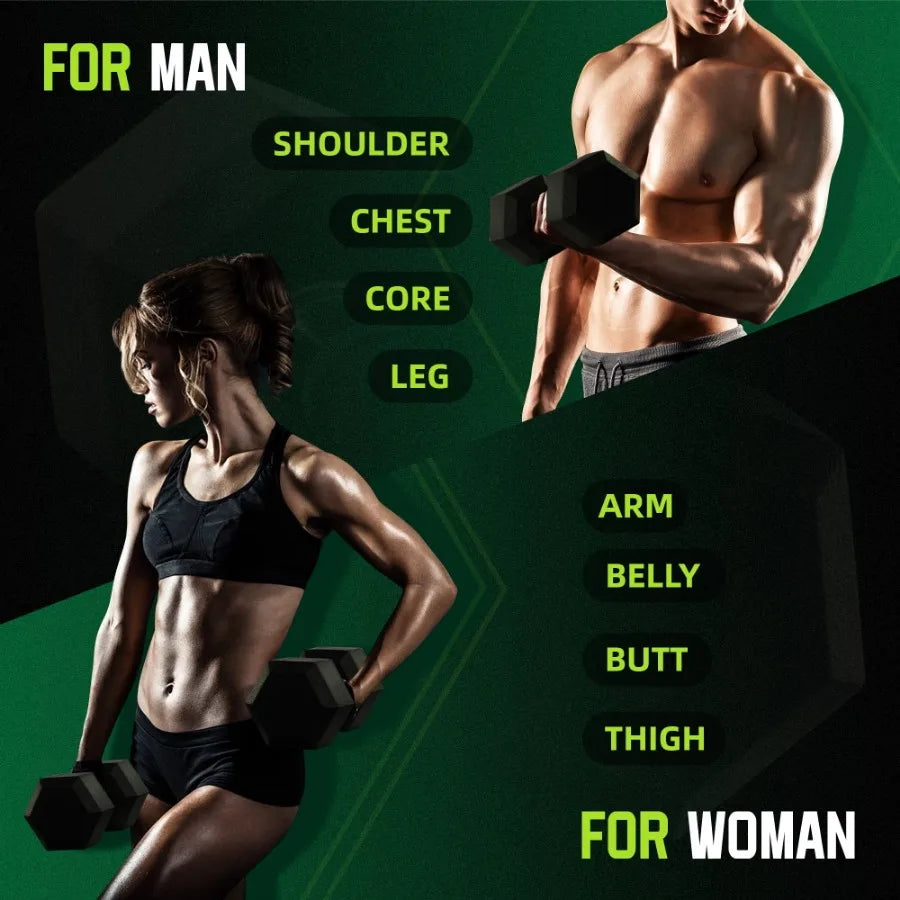 None Non-Slip Grip Rubber Hex Dumbbells 5 Lbs 2 Count