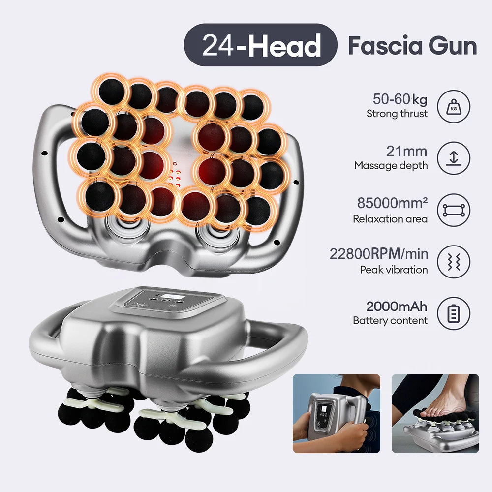 Foreverlily 24 Head Fascia Gun 9 Modes High Frequency Massager