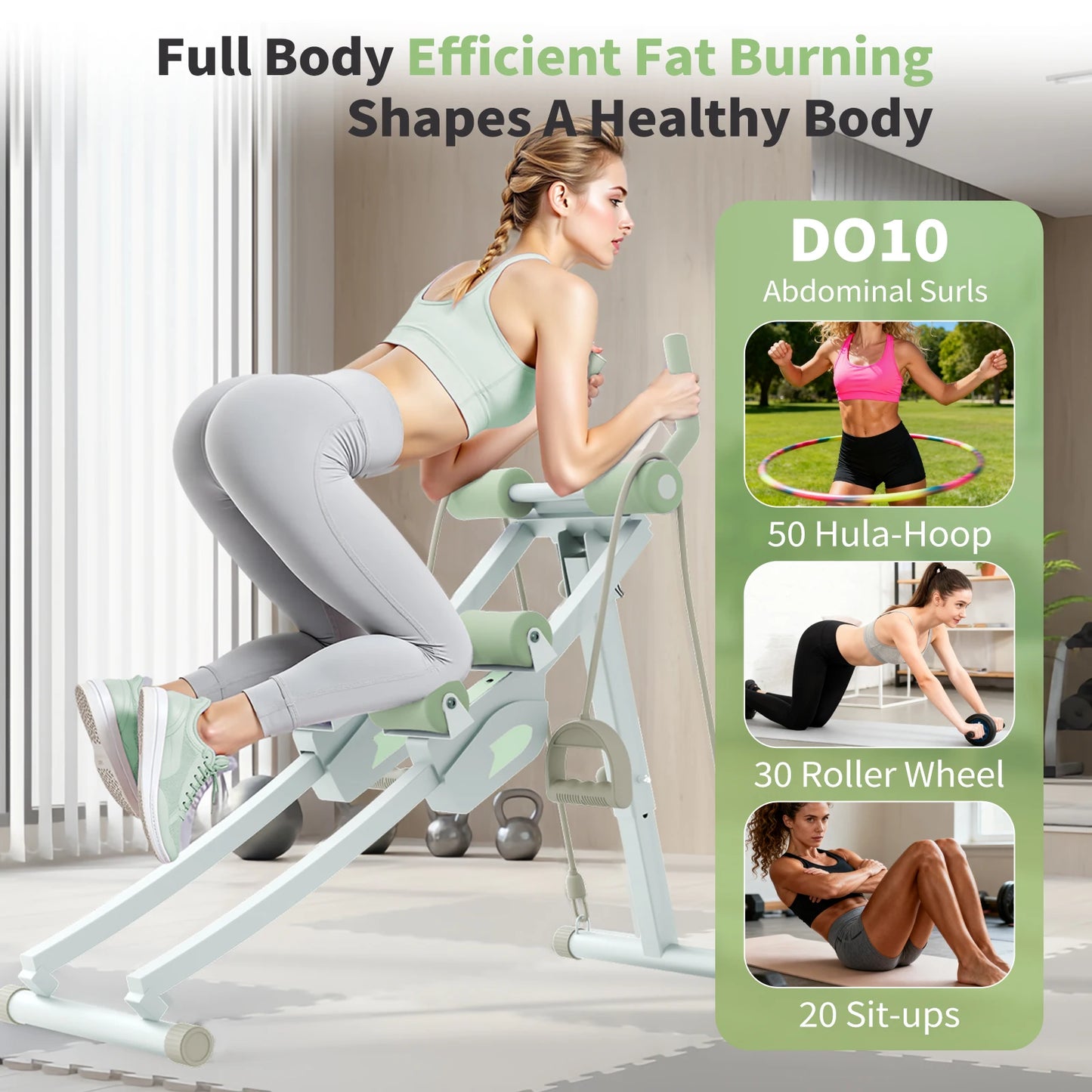 Abdominal Curling Exercise Machine Dual Track Foldable Trainer