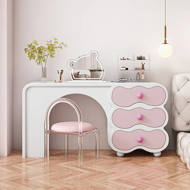 Beauty Women Dressing Table Big Pink Modern Trendy Furniture