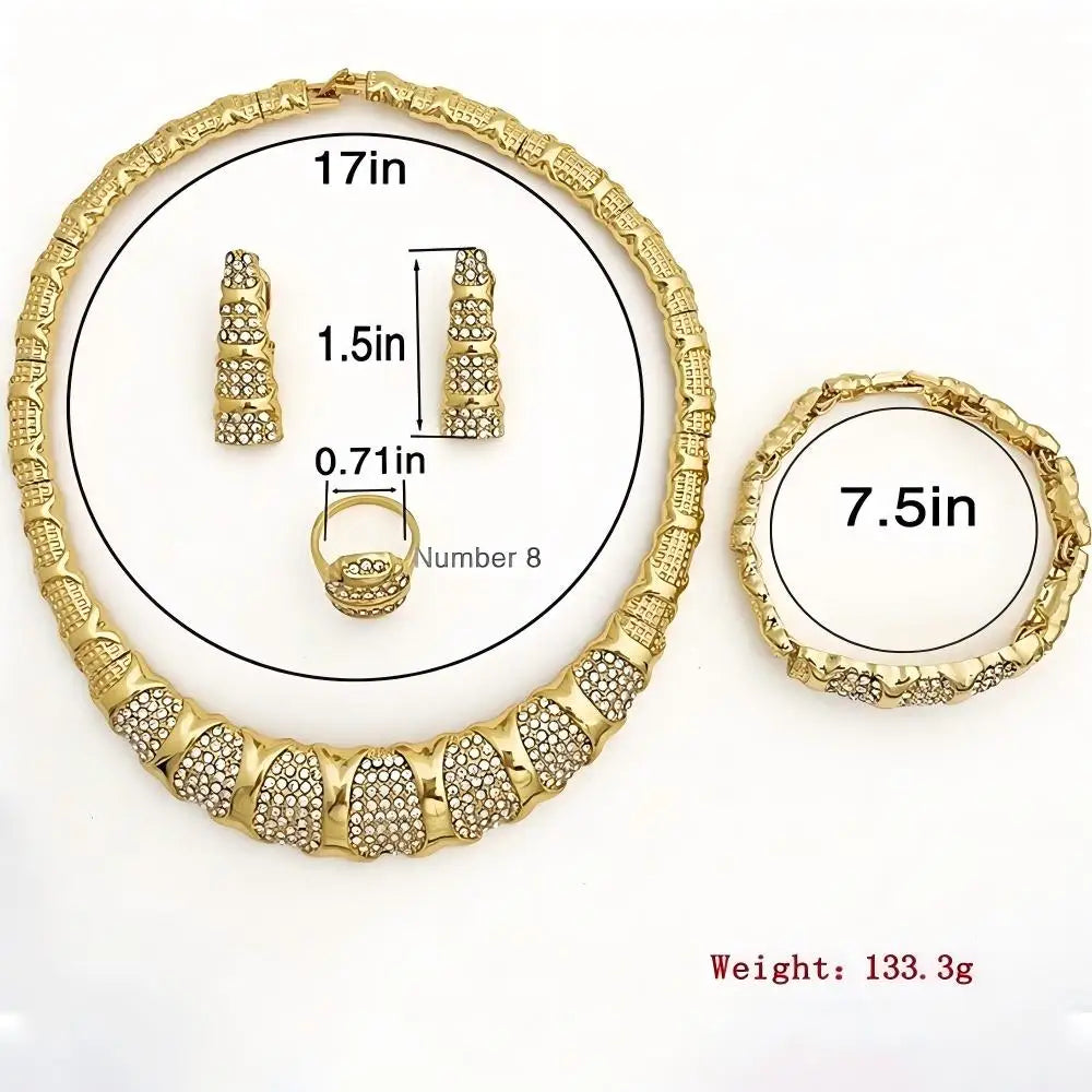 GZJPEI 4-Piece Fashion Jewelry Set 18K Gold Plated