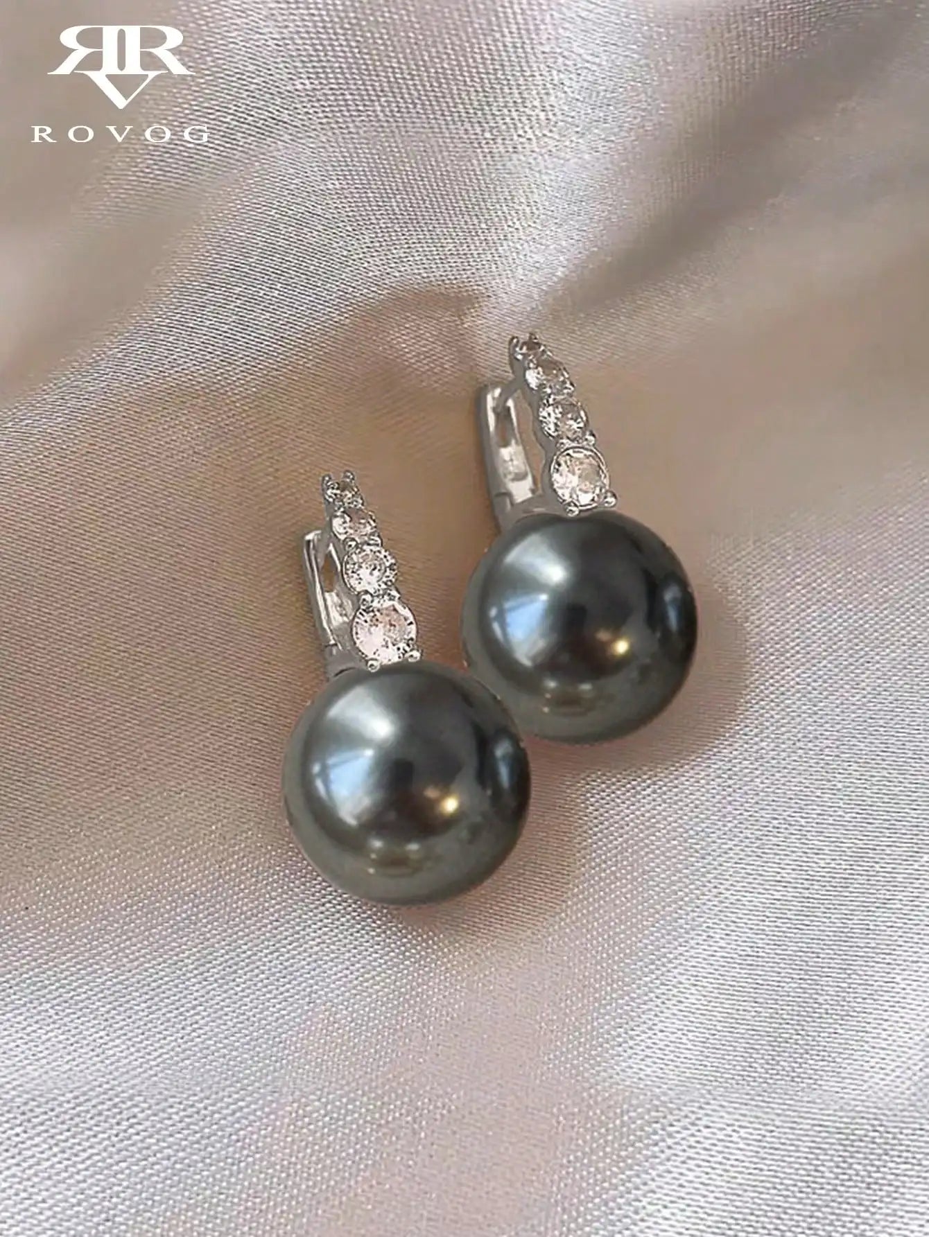 Elegant Faux Pearl Rhinestone Hoop Earrings For Women Copper Alloy