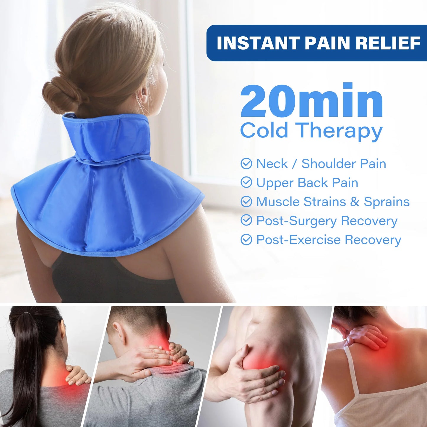 Reusable Gel Ice Pack Neck Shoulder Wrap for Pain Relief