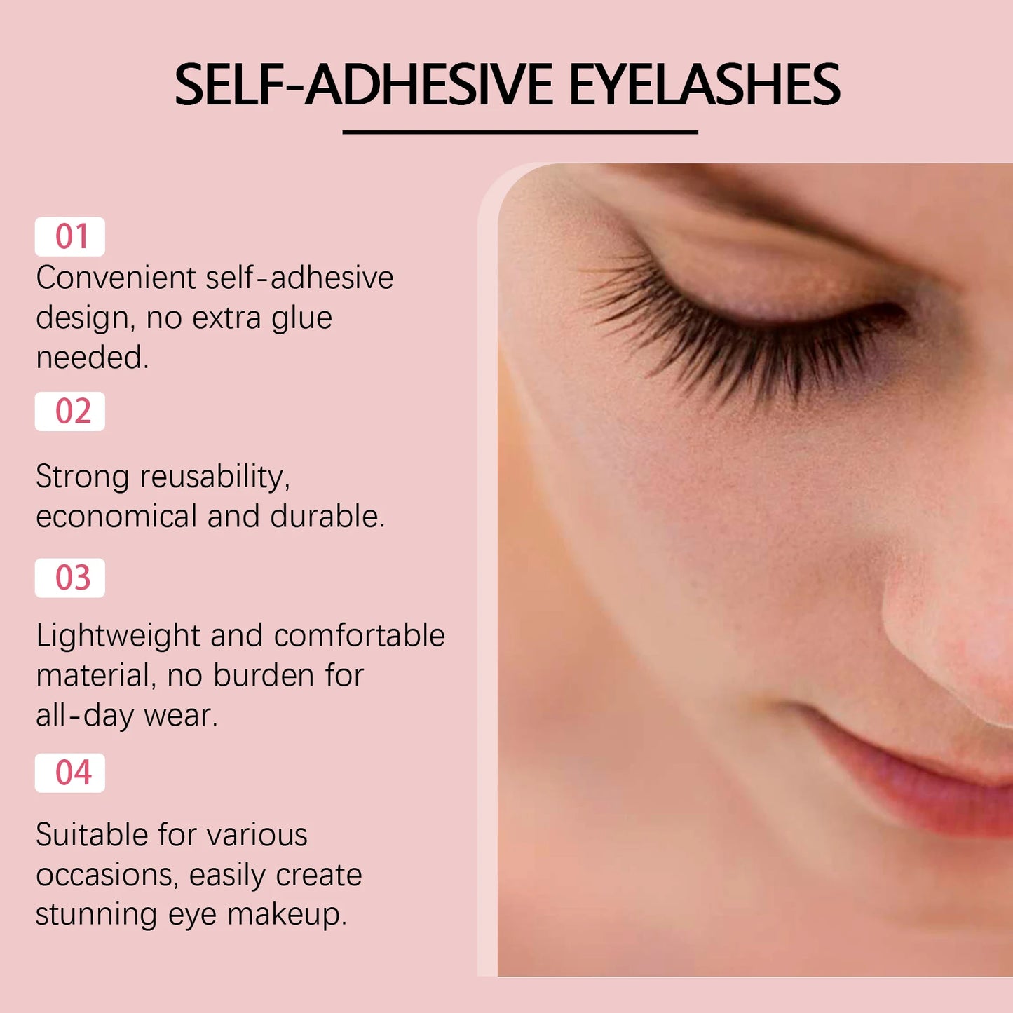 EELHOE Thick/long/ordinary Self Adhesive Eyelashes Glue Free Reusable