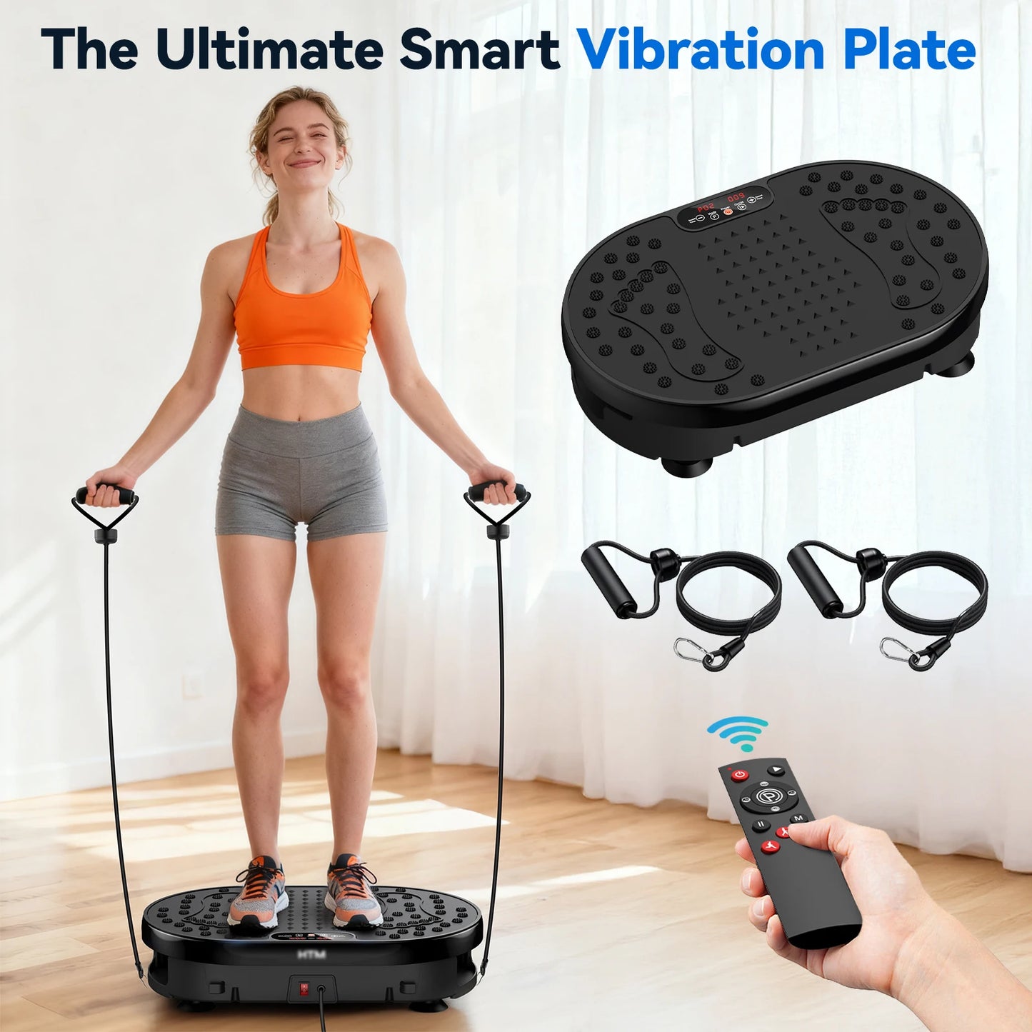HTMM 120 Levels Vibration Plate 9 Modes Portable Exercise Machine