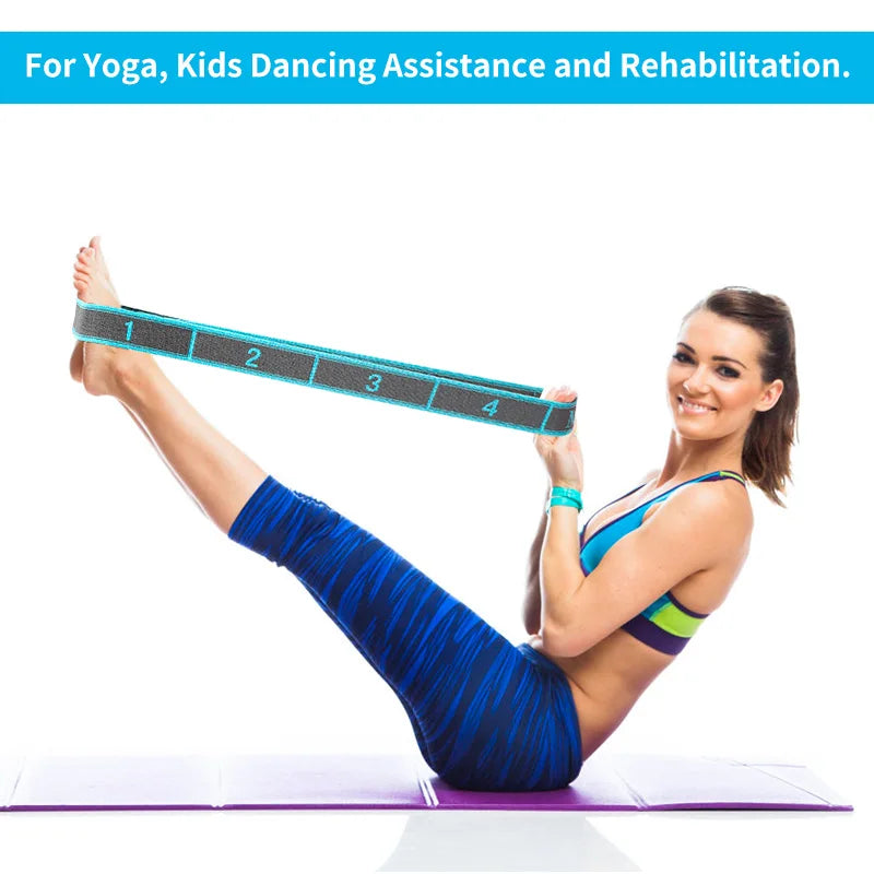 Elastic Yoga Stretching Strap With Loops For Ballet And Body