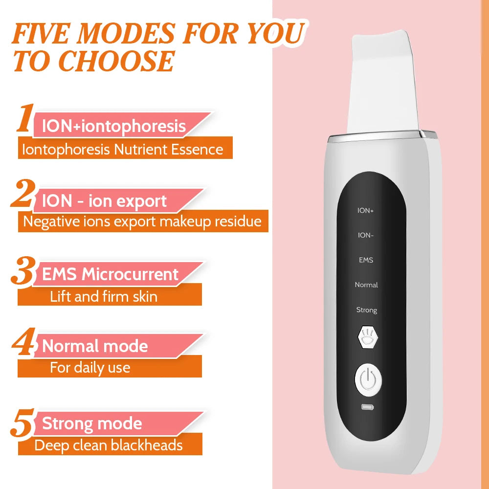 Ultrasonic Face Skin Scrubber Deep Pore Cleaner Pro