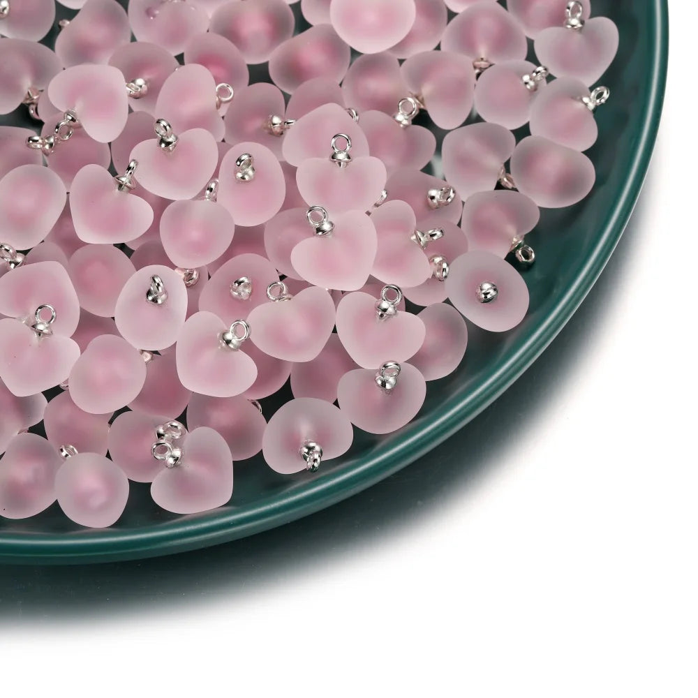 St.kunkka Charms Frosted Heart Charms For Jewelry Making