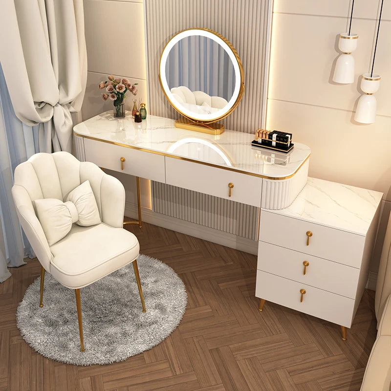 XMSJ French Beauty Vanity Table With LED Light Mirror