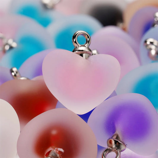 St.kunkka Charms Frosted Heart Charms For Jewelry Making