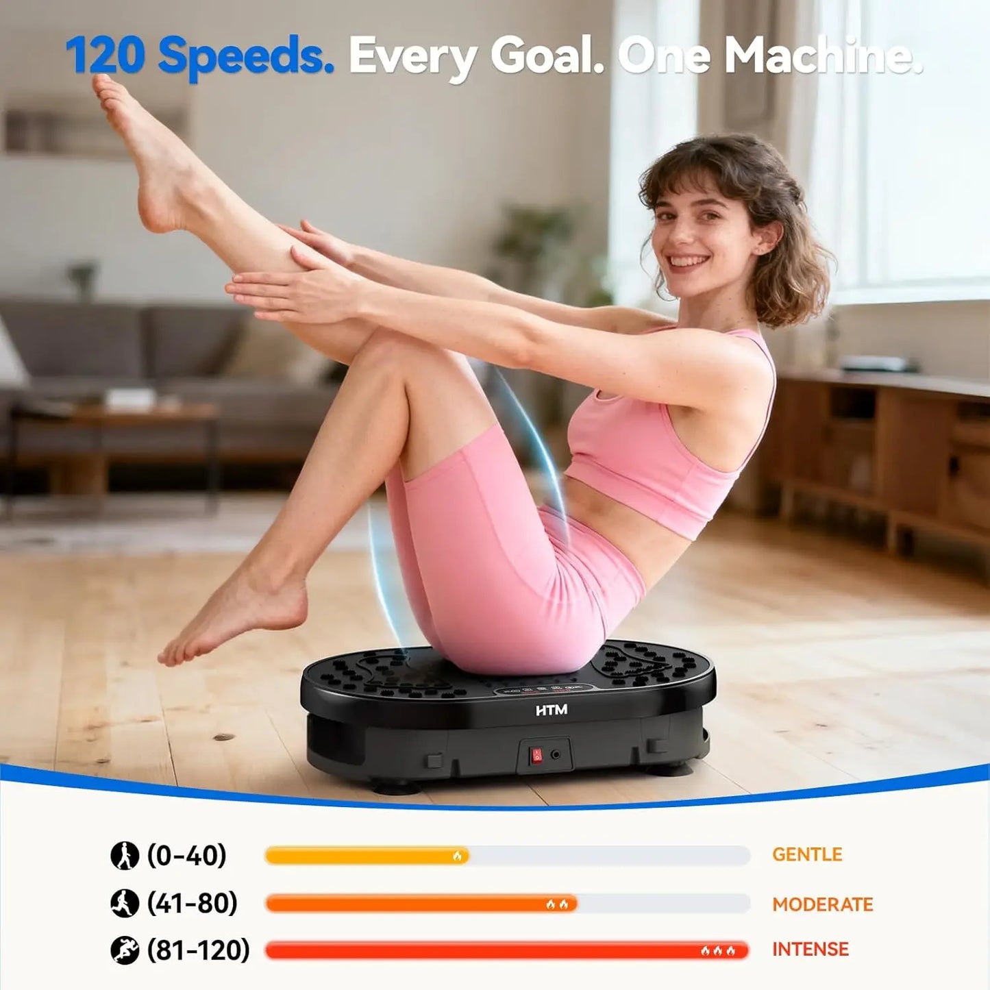 HTMM 120 Levels Vibration Plate 9 Modes Portable Exercise Machine