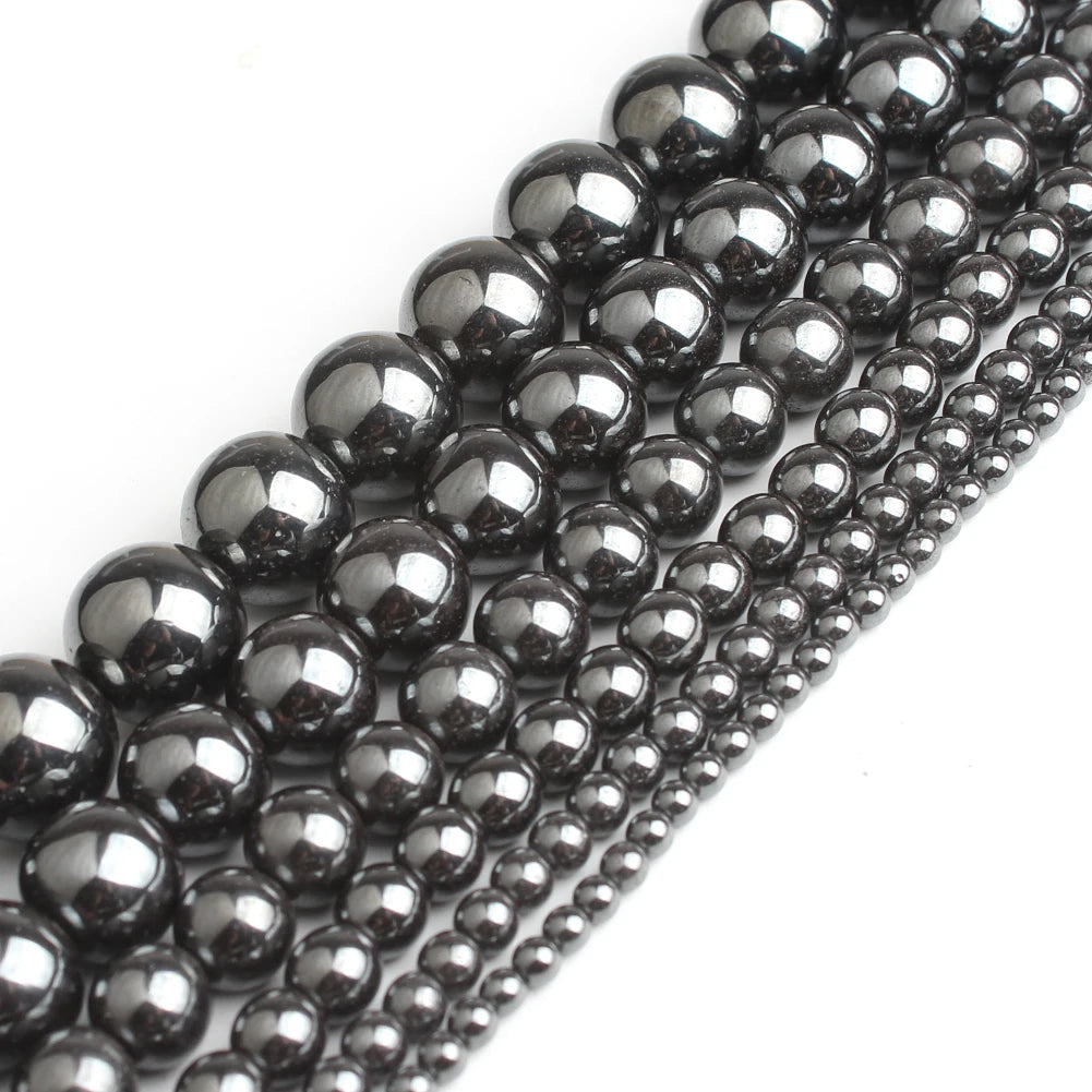 Natural Black Hematite Beads Round Loose Beads For Jewelry Making
