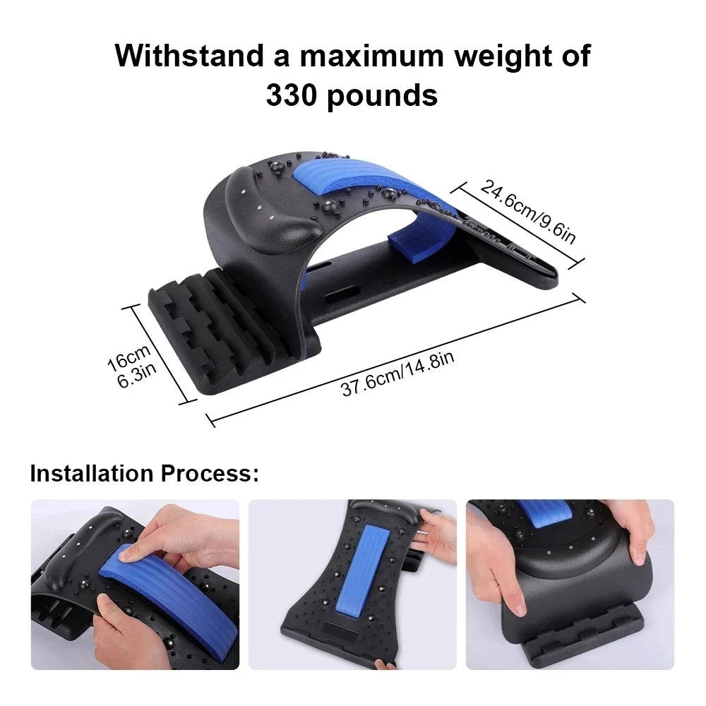 Magnetic Therapy Back Stretcher Massage Device With Multi Level Adjustment
