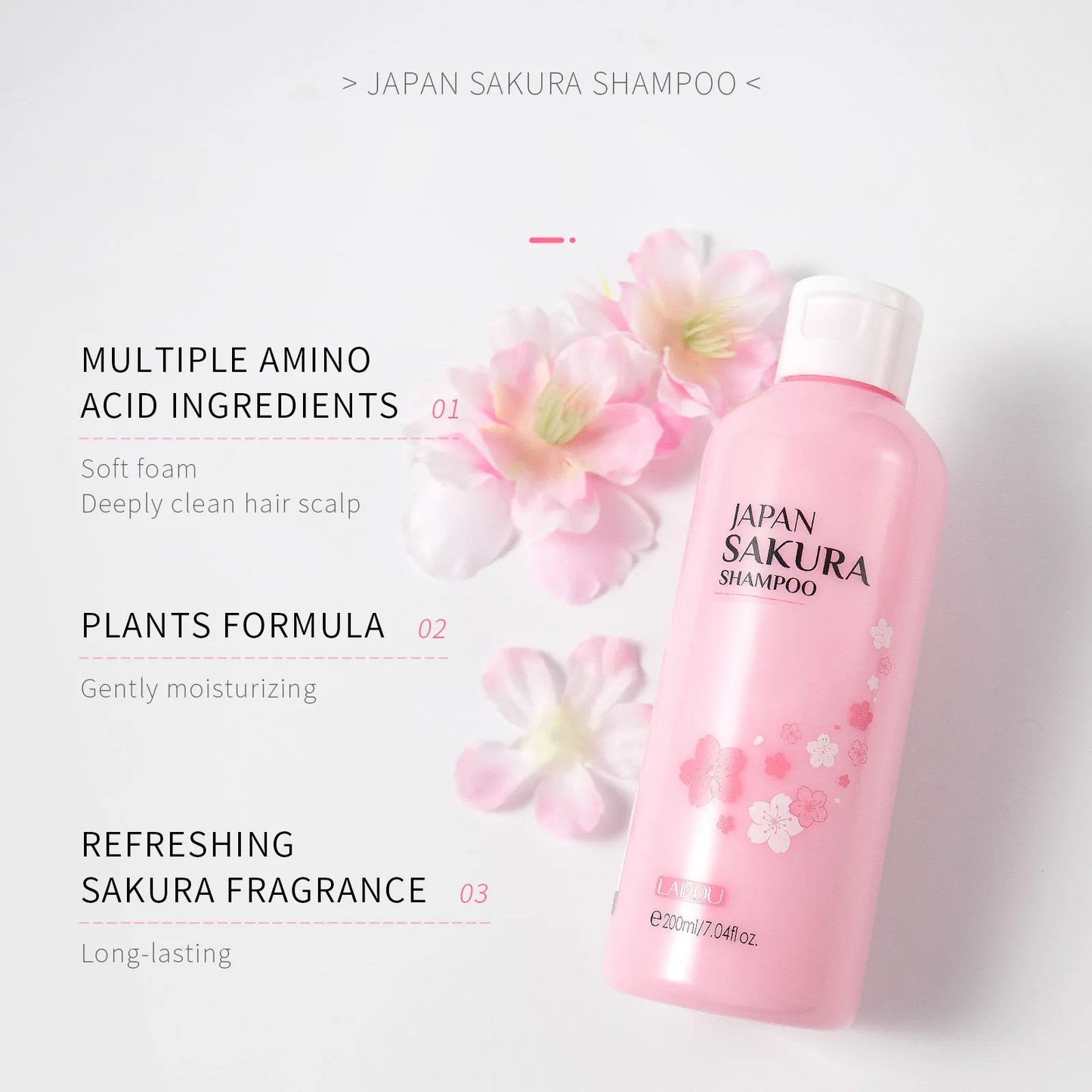 LAIKOU Japan Sakura Body Wash and Shampoo Set for Hair
