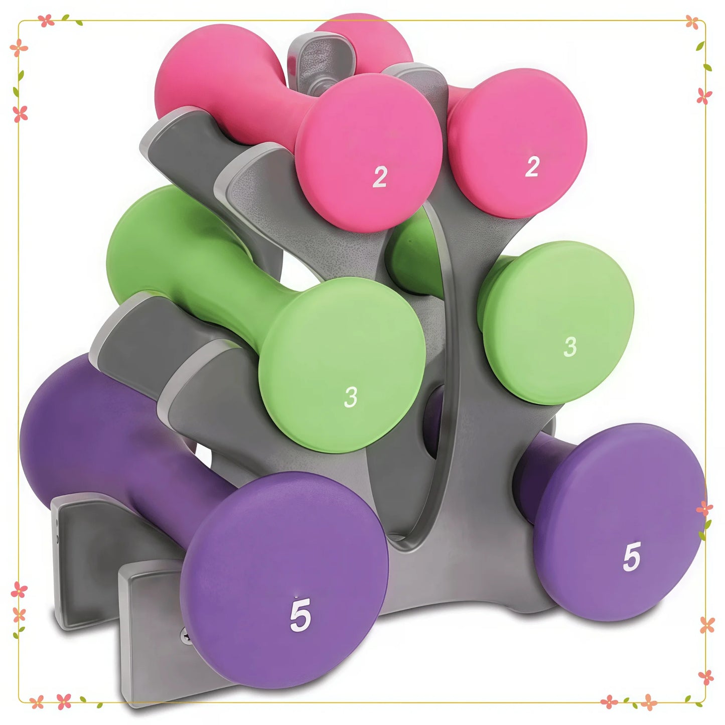 20 lb Hourglass Neoprene Dumbbell Set with A-Frame, Non-Slip Grips for Home Gym & Strength Training