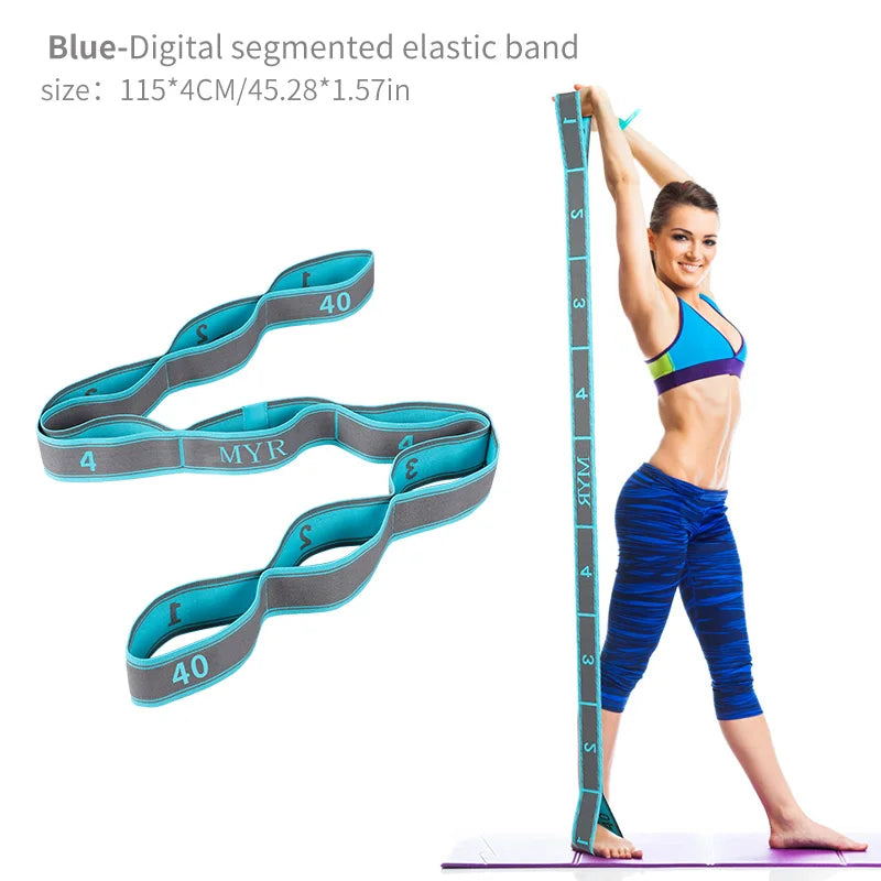 Elastic Yoga Stretching Strap With Loops For Ballet And Body
