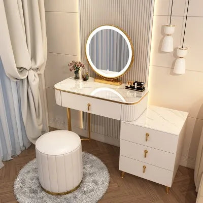 XMSJ French Beauty Vanity Table With LED Light Mirror