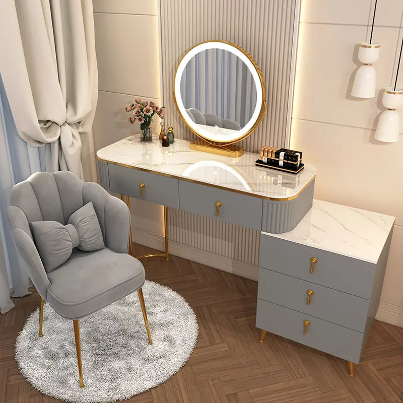 XMSJ French Beauty Vanity Table With LED Light Mirror