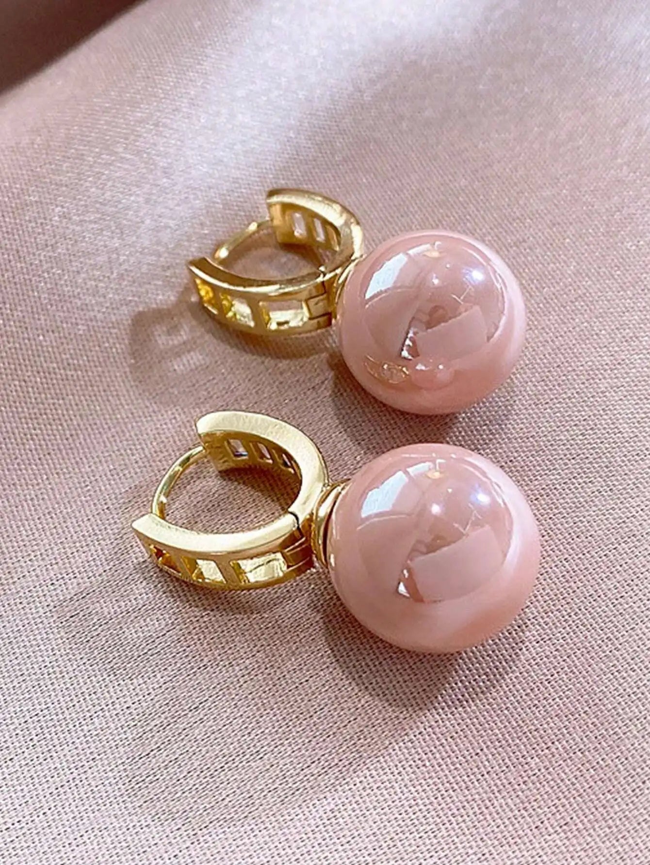 Elegant Faux Pearl Rhinestone Hoop Earrings For Women Copper Alloy